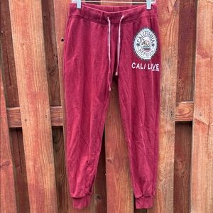 Reflex Cali Love Heritage Maroon California Republic Fleece Joggers Size L 10/12